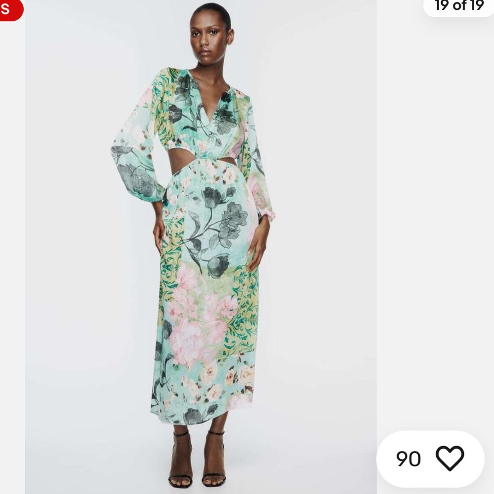 ZARA FLORAL PRINT CUT OUT DRESS - Picture 16 of 16